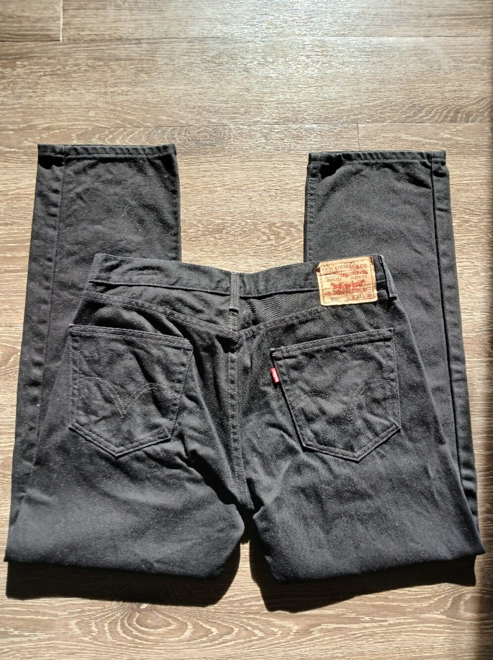 Levi's Black Straight Men's Jeans with Red Tab Sz 34x30 100% Cotton Outdoors
